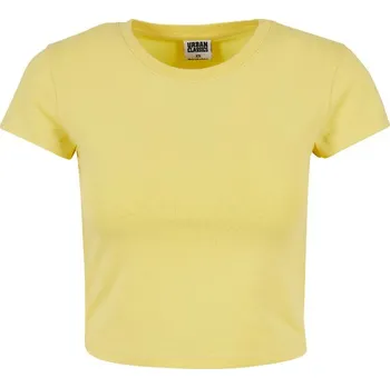 Urban Classics Dámské strečové crop top tričko s klasický kulatým výstřihem Barva: žlutá kukuřičná, Velikost: XL