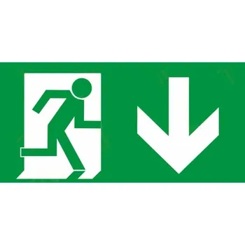 Značení Fotoluminiscenční samolepka ÚNIKOVÝ VÝCHOD VPRAVO DOLŮ 100 x 210 mm