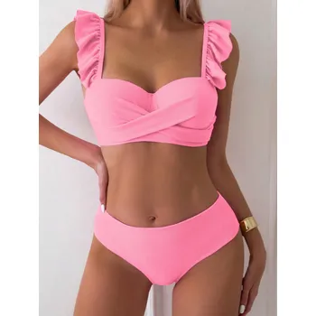 Dámské plavky Dámské růžové dvoudílné plavky Barva: Růžová, Velikostní tabulka: L