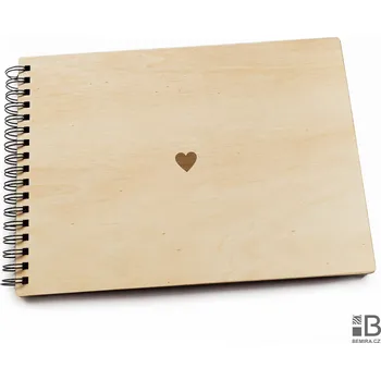 Fotoalbum Dřevěné kroužkové fotoalbum - Srdce LT 20 listů Bílý papír