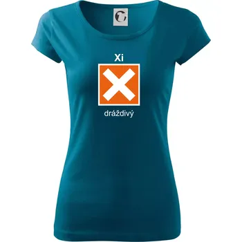 Dámské tričko Xi Dráždivý - Výstražná tabulka na tričku - Dámské triko Pure - L ( Petrolejová )
