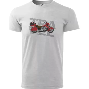 Pánské tričko Cestovní motorka Amerika červená - Triko extra velké (5-8XL) - 8XL ( Světlešedý Melír )