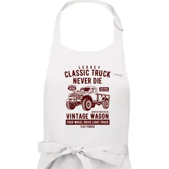 Kuchyňská zástěra Classic Truck - Pánská zástěra na vaření - Univerzální velikost ( Bílá )