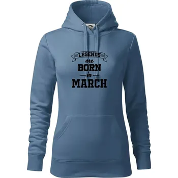 Dámská mikina Legends are born in March - Mikina dámská Cape s kapucí - XL ( Denim )