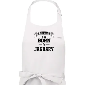 Kuchyňská zástěra Legends are born in January - Dámská zástěra na vaření - Univerzální velikost ( Bílá )