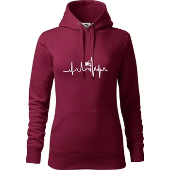 Dámská mikina EKG horolezec - Mikina dámská Cape s kapucí - XS ( Garnet )