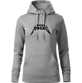 Dámská mikina Máma rocku metal - Mikina dámská Cape s kapucí - M ( Tmavě šedý melír )