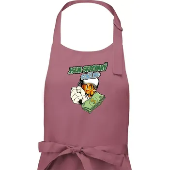 Kuchyňská zástěra Jsem skromný stačí mi pivo, pěst a prachy - Pánská zástěra na vaření - Univerzální velikost ( Starorůžová )