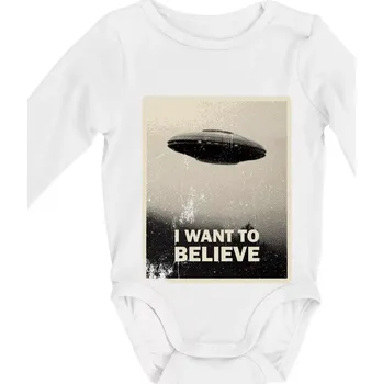 Kojenecký body Poster I Want to Believe - Body kojenecké s dlouhým rukávem - Dlouhý r. do 3 měs ( Bílá )