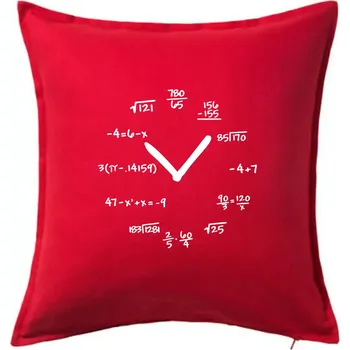 Polštář Matematické hodiny - Polštář 50x50 - 50x50 - Pouze potah ( Červená )