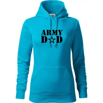 Dámská mikina Army dad - Mikina dámská Cape s kapucí - M ( Světlý tyrkys )