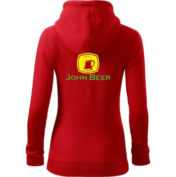 Dámská mikina John Beer - Pivo - Dámská mikina trendy zipper s kapucí - L ( Červená )