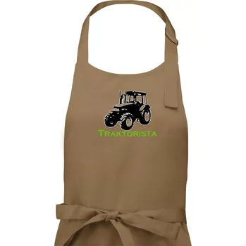 Kuchyňská zástěra John traktorista - Pánská zástěra na vaření - Univerzální velikost ( Cappuccino )