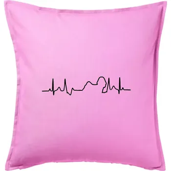 Polštář Shih-tzu ekg obrys - Polštář 50x50 - 50x50 - Pouze potah ( Růžová )