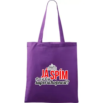 Já spím - tvoje superschopnost? rovný nápis - Taška bavlněná - 42 x 38 cm ( Fialová )