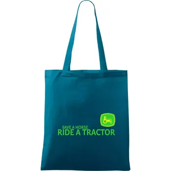 Save horse, ride tractor - Taška bavlněná - 42 x 38 cm ( Petrolejová )