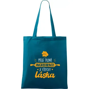 Moje tajná ingredience láska - Taška bavlněná - 42 x 38 cm ( Petrolejová )