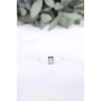 Prsten Prosperk Prsten bílá keramika s ocelí Velikost prstenů: 6 (EU: 51-53)