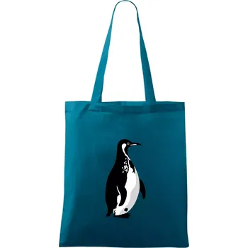Tučňák černobílý z boku - Taška bavlněná - 42 x 38 cm ( Petrolejová )