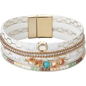 Náramek Náramek bílobéžový textilní široký 53010.1 white