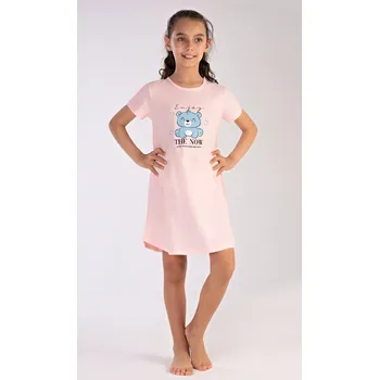 Dívčí noční košile Vienetta Kids Dětská noční košile s krátkým rukávem Enjoy: světle lososová 3 - 4