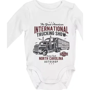 Big Truck 1 - Body kojenecké s dlouhým rukávem - Dlouhý r. do 3 měs ( Bílá )