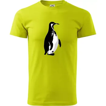 Tučňák černobílý z boku - Klasické pánské triko vyšší gramáže - L ( Limetková )