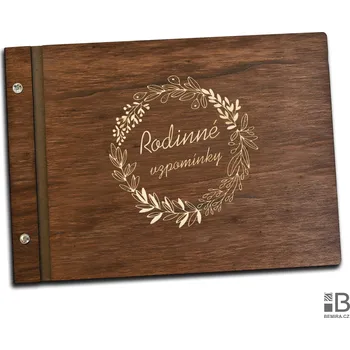 Fotoalbum Dřevěné premium fotoalbum - Vzpomínky DK Tmavý ořech Bílý papír 26 listů