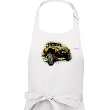 Kuchyňská zástěra Žlutý offroad s navijákem - Dámská zástěra na vaření - Univerzální velikost ( Bílá )