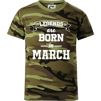 Chlapecké oblečení Legends are born in March - Dětské maskáčové triko - 146 cm/10 let ( Zelený maskáč )