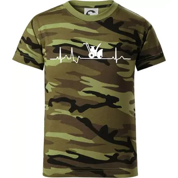 EKG sněžná fréza - Dětské maskáčové triko - 134 cm/8 let ( Zelený maskáč )