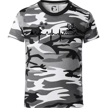 Chlapecké tričko EKG Vánoce Vločky a sob - Dětské maskáčové triko - 104-110cm / 3-4 roky ( Šedý maskáč )