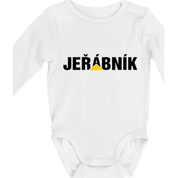 Kojenecký body Jeřábník nápis - Body kojenecké s dlouhým rukávem - Dlouhý r. do 3 měs ( Bílá )