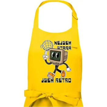 Kuchyňská zástěra Nejsem stará, jsem retro - Dámská zástěra na vaření - Univerzální velikost ( Žlutá )
