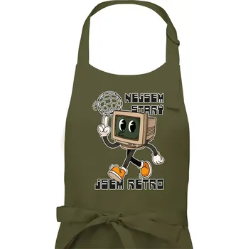 Kuchyňská zástěra Nejsem starý, jsem retro - Pánská zástěra na vaření - Univerzální velikost ( Khaki )