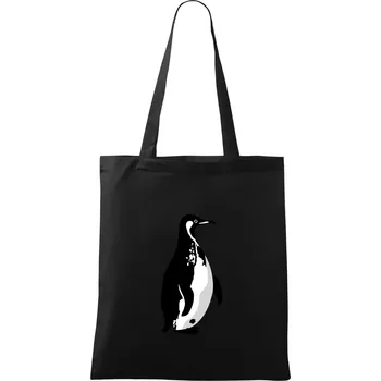 Nákupní taška Tučňák černobílý z boku - Taška bavlněná - 42 x 38 cm ( Černá )