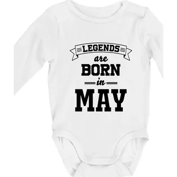 Legends are born in May - Body kojenecké s dlouhým rukávem - Dlouhý r. 6-12 měs ( Bílá )