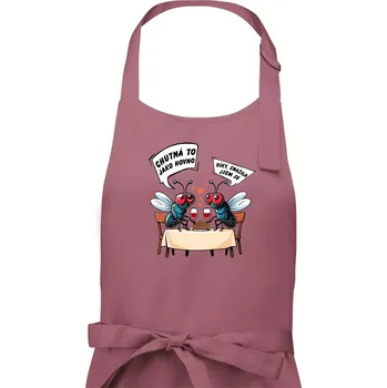 Kuchyňská zástěra Mouchy večeře - Pánská zástěra na vaření - Univerzální velikost ( Starorůžová )