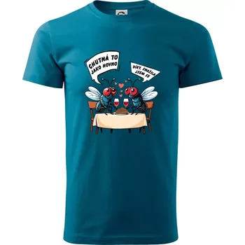 Mouchy večeře - Klasické pánské triko vyšší gramáže - M ( Petrolejová )