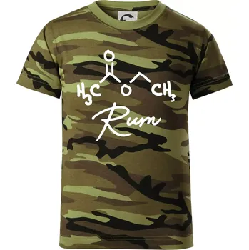 Barová chemie - rum - Dětské maskáčové triko - 134 cm/8 let ( Zelený maskáč )