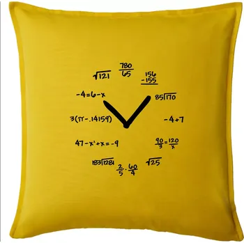 Polštář Matematické hodiny - Polštář 50x50 - 50x50 - Pouze potah ( Žlutá )