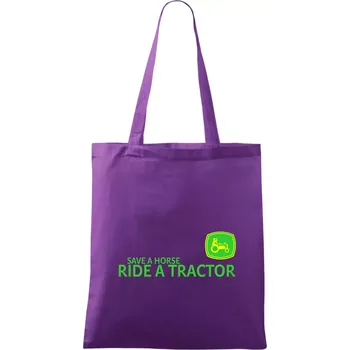 Save horse, ride tractor - Taška bavlněná - 42 x 38 cm ( Fialová )