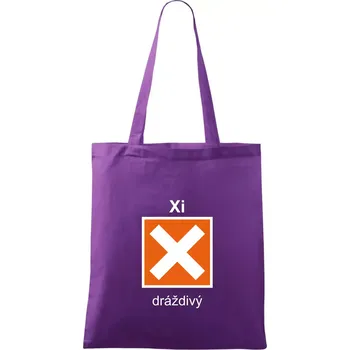 Xi Dráždivý - Výstražná tabulka na tričku - Taška bavlněná - 42 x 38 cm ( Fialová )