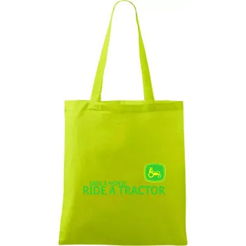 Save horse, ride tractor - Taška bavlněná - 42 x 38 cm ( Limetková )