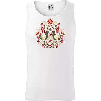 Folklór - hnědí ptáčci - Tílko pánské Core - S ( Bílá )