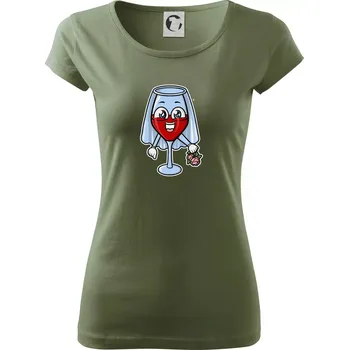 Dámské tričko Červené víno pro nevěstu - Dámské triko Pure - S ( Khaki )