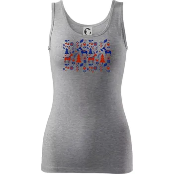 Dámské tričko Folklór - jeleni v lese - Dámské tílko - L ( Tmavě šedý melír )