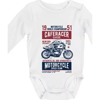 Caferacer Classic Race - Body kojenecké s dlouhým rukávem - Dlouhý r. 6-12 měs ( Bílá )