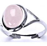 Zlatý prsten, bílé i žluté zlato, přírodní růženín - T 1453 (růženín 10x8 mm)