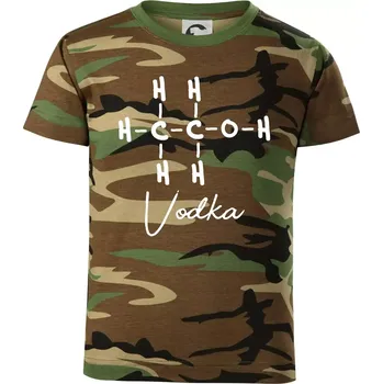 Barová chemie - vodka - Dětské maskáčové triko - 134 cm/8 let ( Hnědý maskáč )